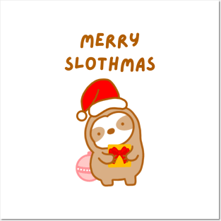 Merry Slothmas Christmas Gift Sloth Posters and Art